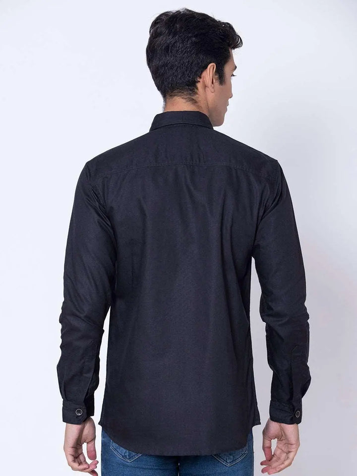 Black Double Pocket Casual Shirt