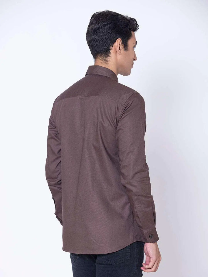 Brown Double Pocket Casual Shirt