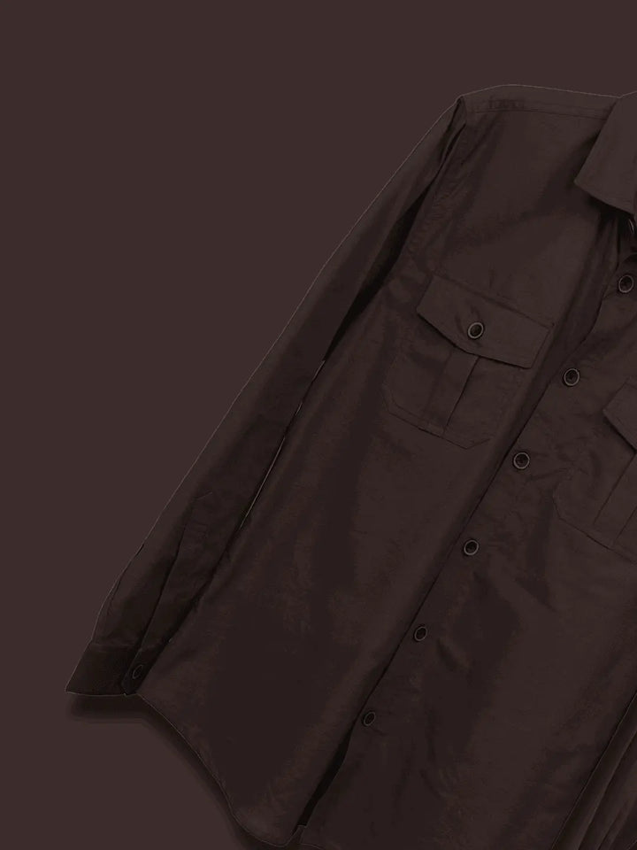 Brown Double Pocket Casual Shirt