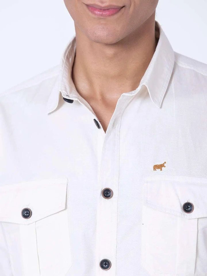 Ivory Double Pocket Casual Shirt