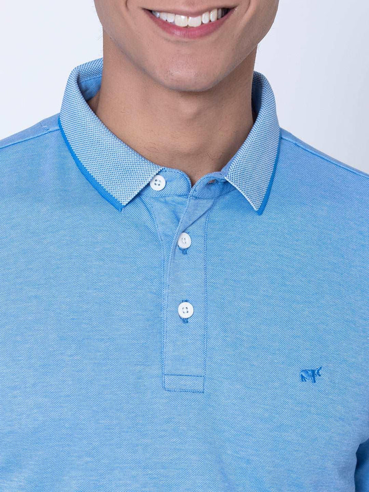 Textured Cool Blue Polo Shirt