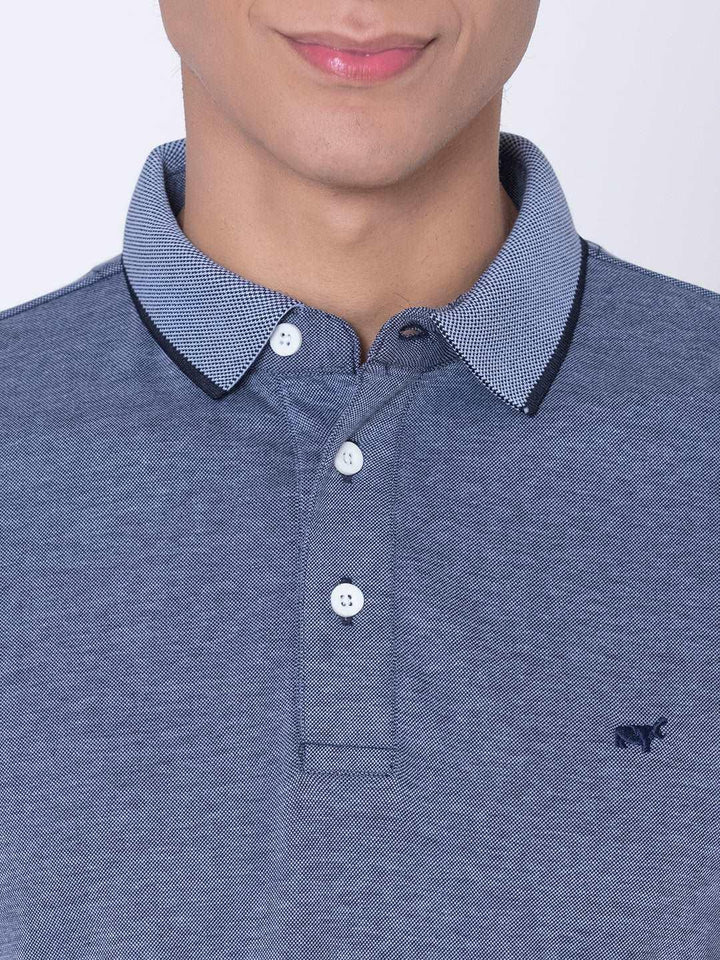 Textured Insignia Blue Polo Shirt