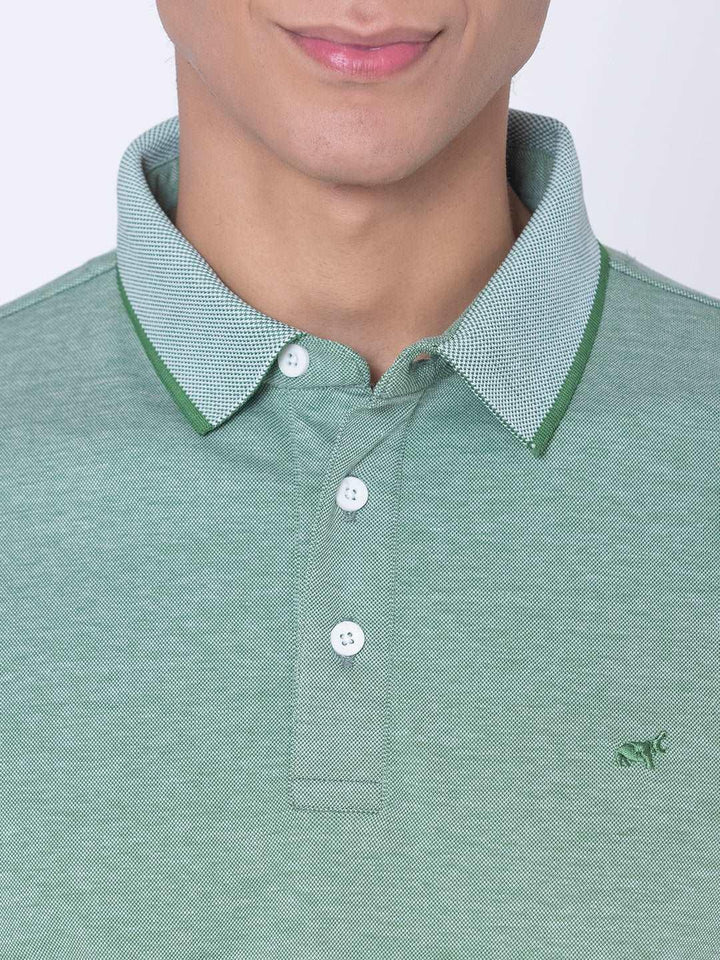 Textured Polo Pastel Green Shirt