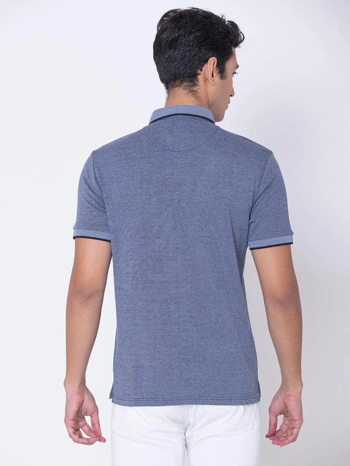 Textured Insignia Blue Polo Shirt - Braclo
