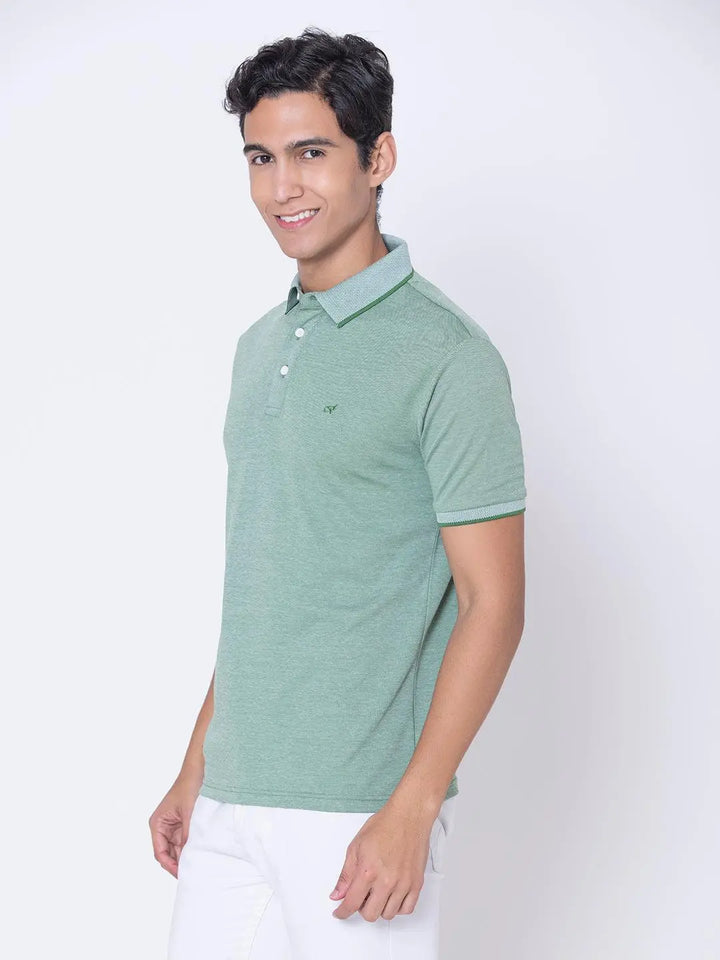 Textured Polo Pastel Green Shirt - Braclo