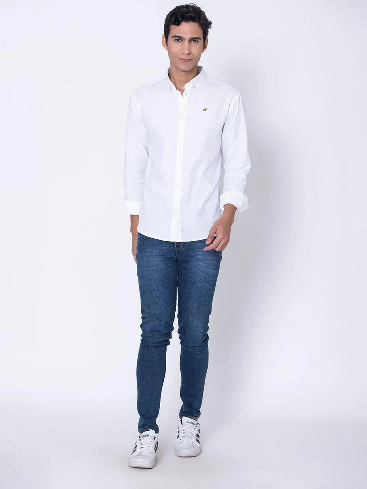 White Button Down Casual Shirt - Braclo